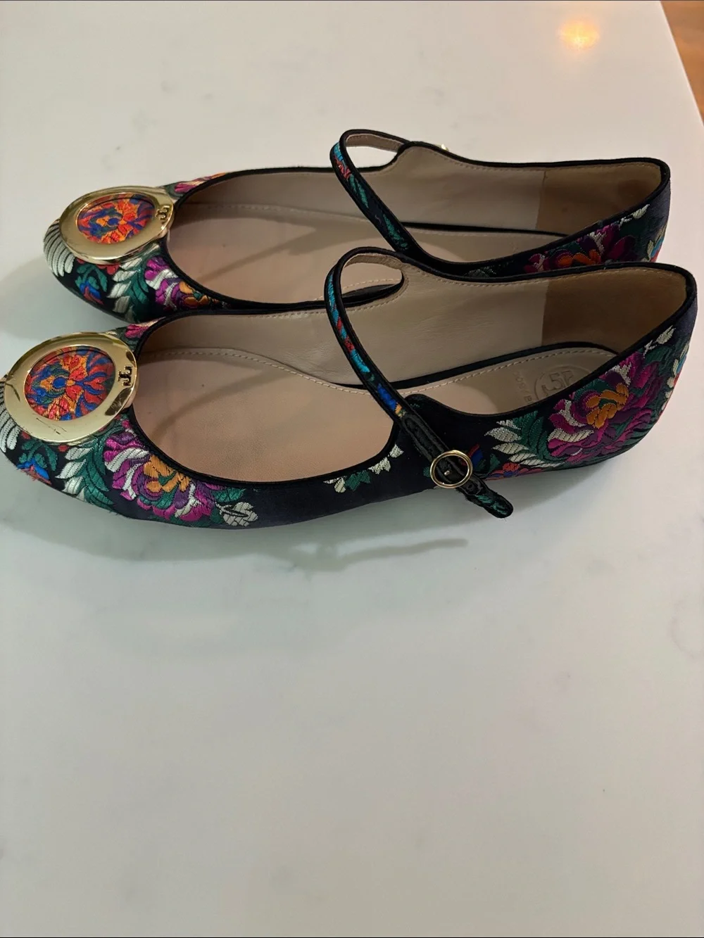TORY BURCH Brocade Satin Mary Jane Ballet Flats 7.5 MSRP $250